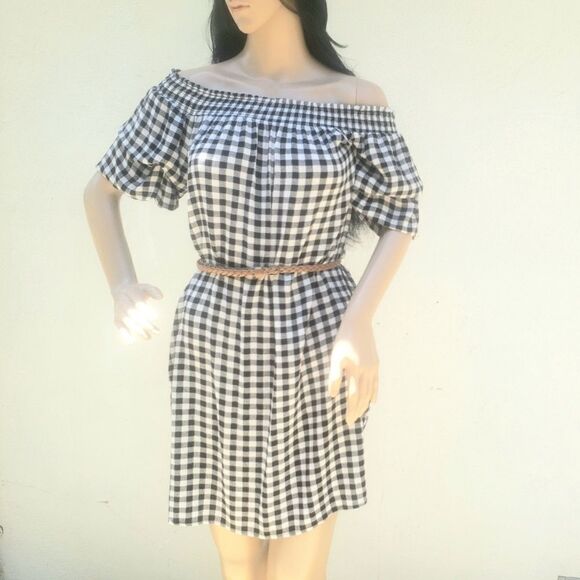 Women's Checkered Mini Dress With Pockets S NWOT - Picture 2 of 7